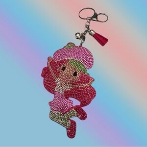 🦄 Bling Rhinestone Puffy Strawberry Shortcake Bag Charm/Keychain!